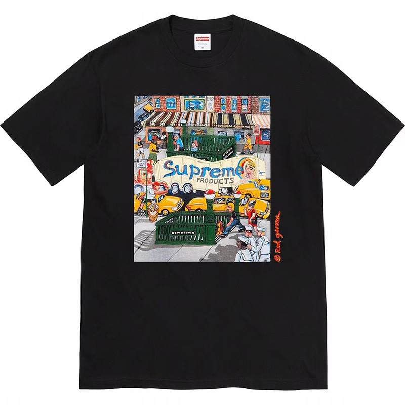 新しいアメリカのトレンディなストリートブランドミラノクロススモーククラシックユニセックスルーズで多用途なレターTシャツ|undefined
