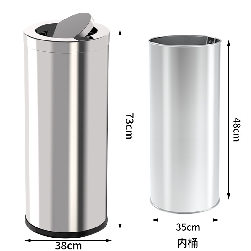 Hotel de acero inoxidable cubo de basura redondo con cenicero empresa hotel vertical pasillo elevador cubo de fumadores