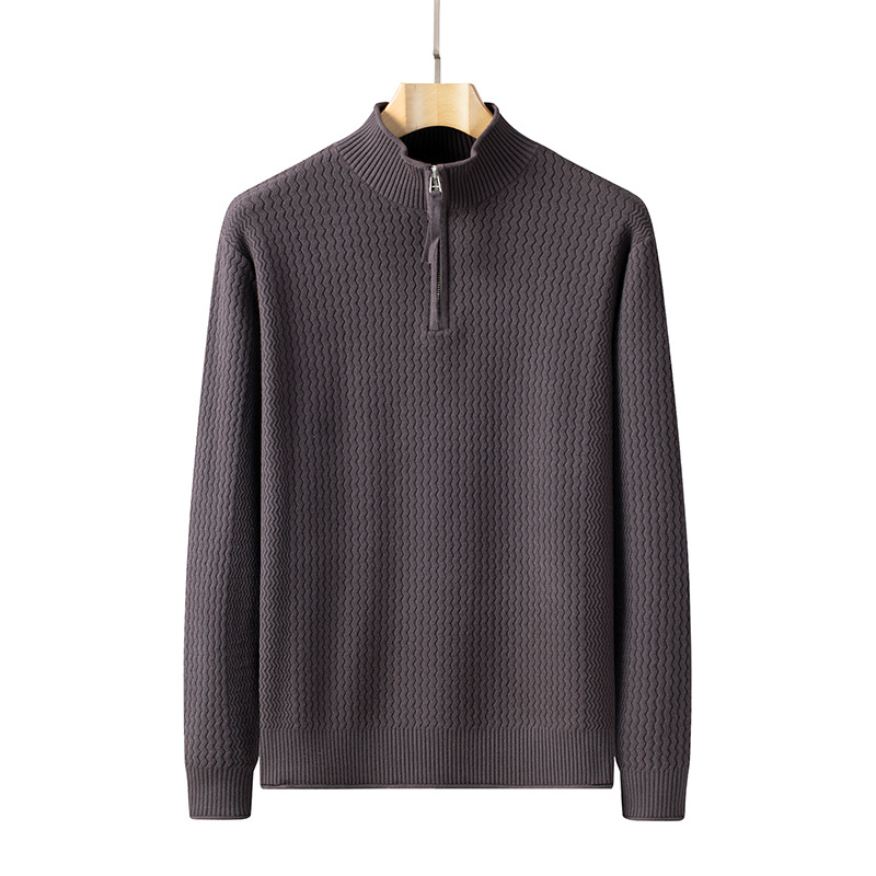 High-end zipper casual jersey invierno delgado suéter de cuello vertical transfronterizo medio cuello alto cardigán hombre chaqueta personalizada