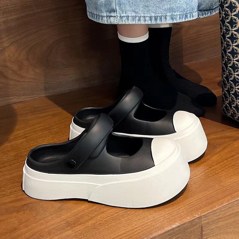 2025 New Model Launched Baotou Mary Jane Women's Summer Outer Wear Thick-Soled Non-Slip Internet Celebrity Sandals Clogs for Women