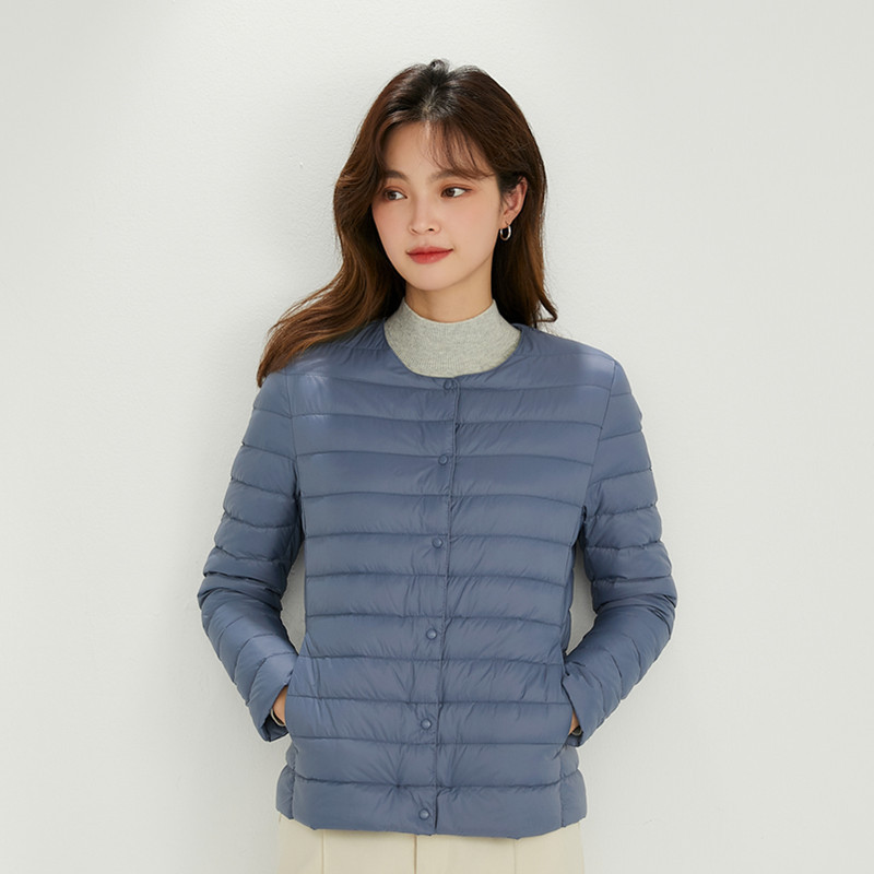 2026 Autumn and Winter New Women's Short Lightweight Solid Color Round Neck V-Neck Long-Sleeved down Jacket Large Size Duck down Jacket
