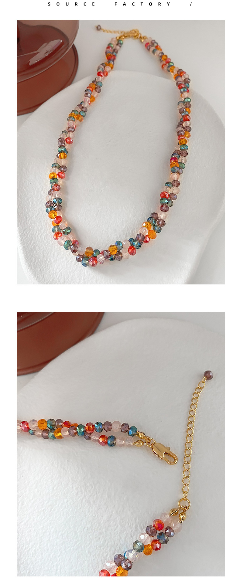 Retro Geometric Glass Pearl Beaded Necklace 1 Piece