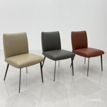 餐椅家用简约锈钢金属腿皮质布艺旋转座椅高靠背新长凳椅