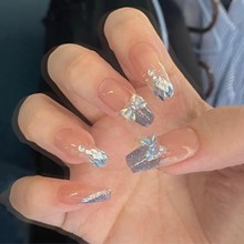 手工穿戴甲小红书人鱼鳞片星辰大海美甲蝴蝶结温柔甜美可爱可拆卸
