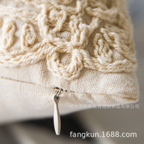 Nordic ins pillow cotton rope coiled embroidered pillow cover thread embroidered sofa cushion car cushion