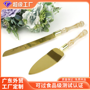 Cross-border in stock golden stainless steel cake knife suit pizza shovel butter knife Bread Knife Steak Knife Baking tool