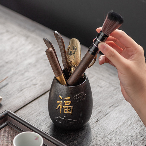 Ebony Wood Tea Ceremony Six Gentlemen Set Kung Fu Tea Set Accessories 6 Gentlemen Tea Making Tools Tea Needle Clamp Tea Knife