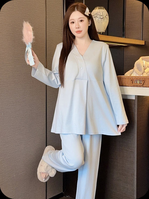 带胸垫夏季薄款怀孕期睡衣产后哺乳月子服孕妇专用可外穿喂奶套装|undefined