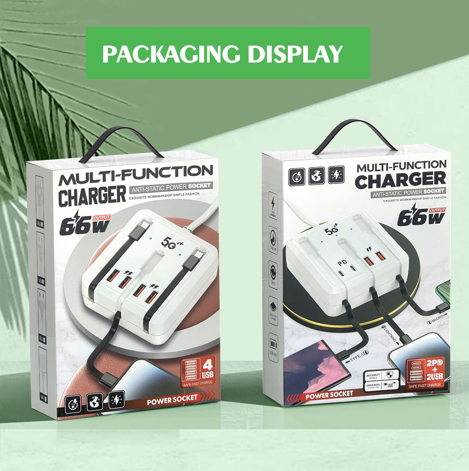 The new mobile phone multi-port charger comes with one drag