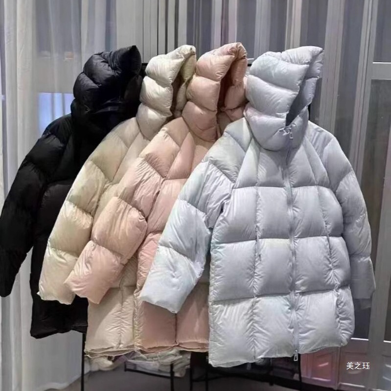 2025 Puffy Hooded Mid-Length Cotton Coat for Petite Women, Super Stylish