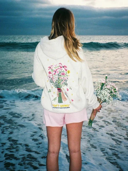 2024 New European Women's Dropped Shoulder Sleeve Thread Chasing Sunsets Brand Hoodie XS-5X_voghion.com