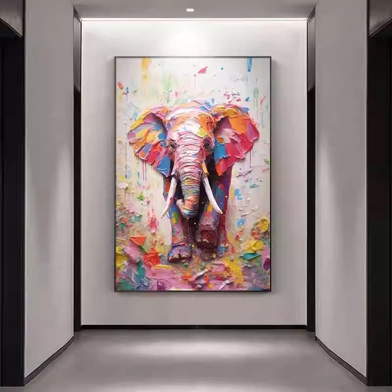 象大芬村油絵玄関吊り絵抽象リビングルーム装飾絵画モダンライト高級玄関廊下通路|undefined