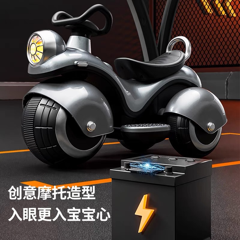 Niños motocicleta eléctrica de doble tracción triciclo coche de batería para niños coche de juguete de control remoto para niños se puede sentar