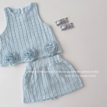【立体花朵】韩国童装女童套装 2026夏季新款儿童花朵背心上衣