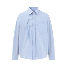 ATBORDER 2025秋季新款日系学院风条纹休闲衬衫复古情侣长袖衬衣