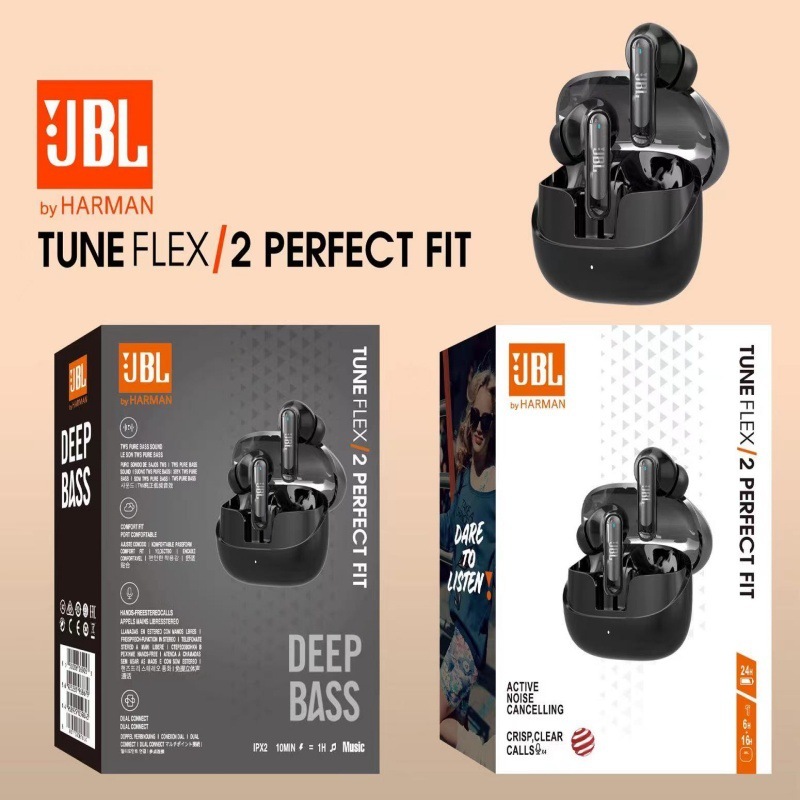 The New Export Model Is Suitable for Jbl Flex/2 Small Crystal Bean Transparent In-Ear Tws Wireless Bluetooth Headphones Cross-Border