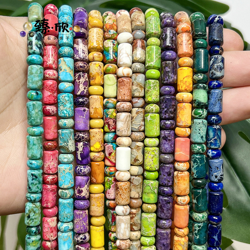 20cm Multi-Colored Imperial Stone Cylinder + Abacus Beads Combination Loose Beads DIY Jewelry Accessories Bracelet Accessories