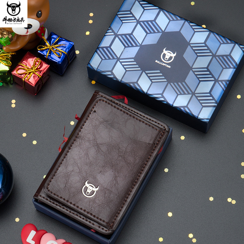 Captain NIU billetera para hombre titular de la tarjeta titular del teléfono móvil dólar estadounidense billetera pequeña retráctil de aleación de aluminio titular de la tarjeta caja de regalo