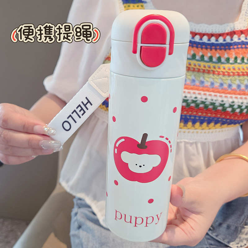 316 ステンレス鋼のダブルドリンク魔法瓶カップ女の子のための見栄えの良いウォーターカップストローカップ付きかわいい漫画の子供と学生カップ|undefined