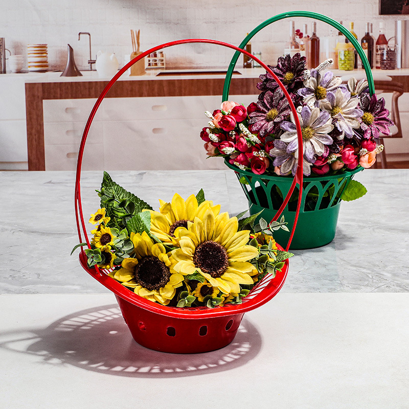 塑料手提篮清明节小花篮祭祀扫墓篮子跳舞篮花店插花花篮舞蹈道具