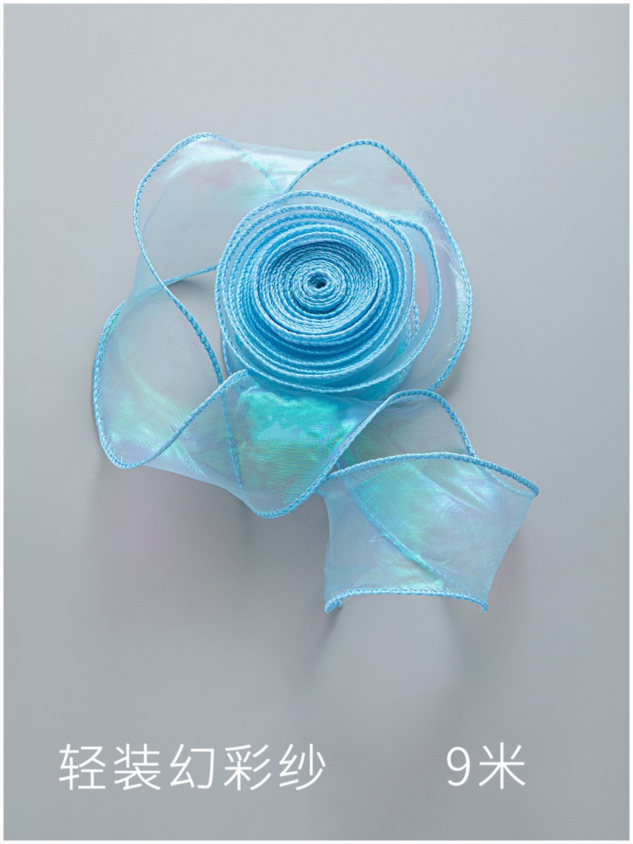 Fábrica al por mayor de color sólido gasa cinta arco nudo bolsa flor cinta copia borde gasa cinta flor embalaje fishtail hilo cinta