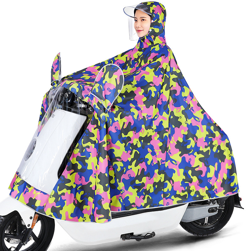 Batería eléctrica coche impermeable camuflaje cuerpo completo extra-grande engrosada hombres y mujeres de la motocicleta ciclismo solo poncho de verano a prueba de lluvia