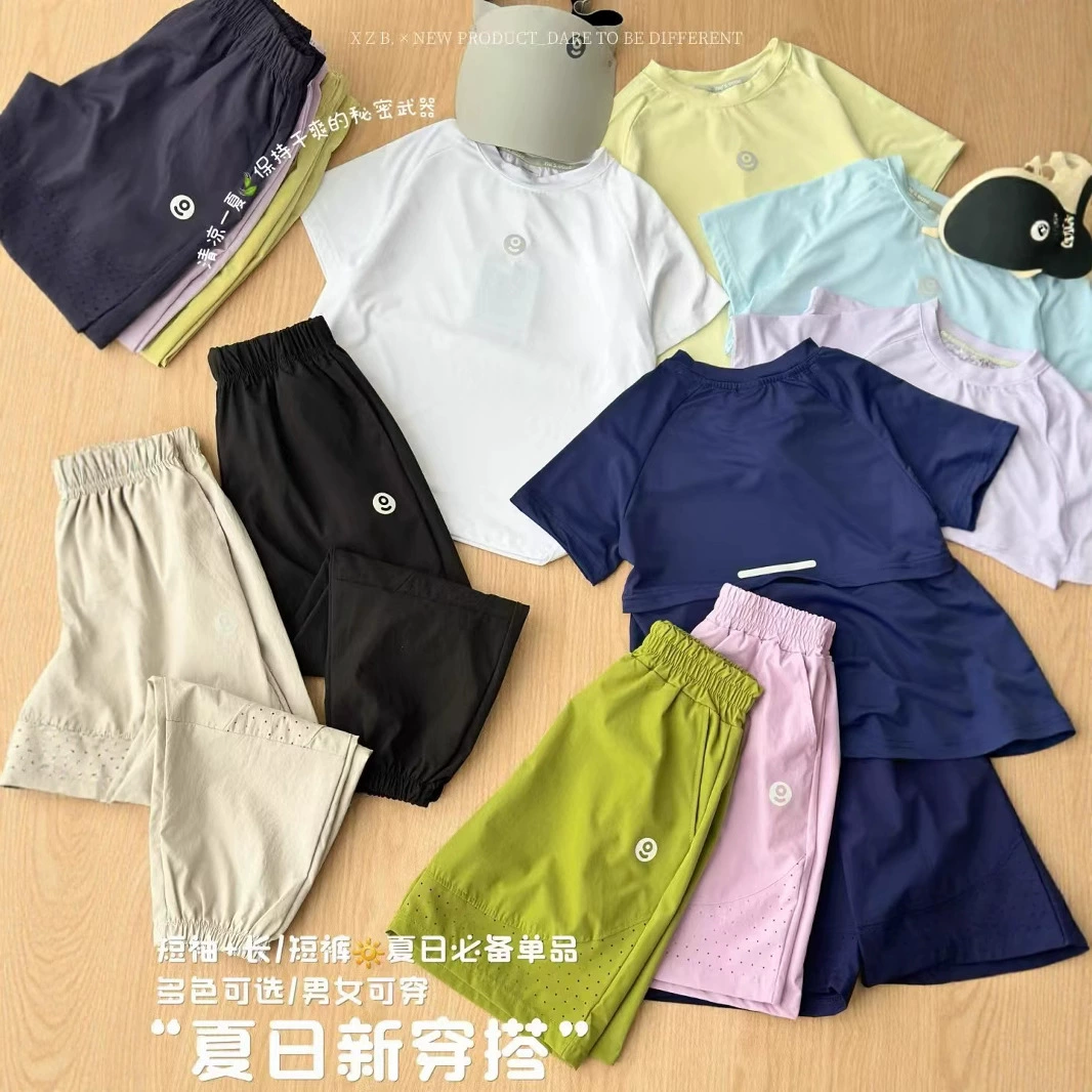 Summer quick dry short sleeve T-shirt for men and women, travel shorts, trousers, set, for teenagers