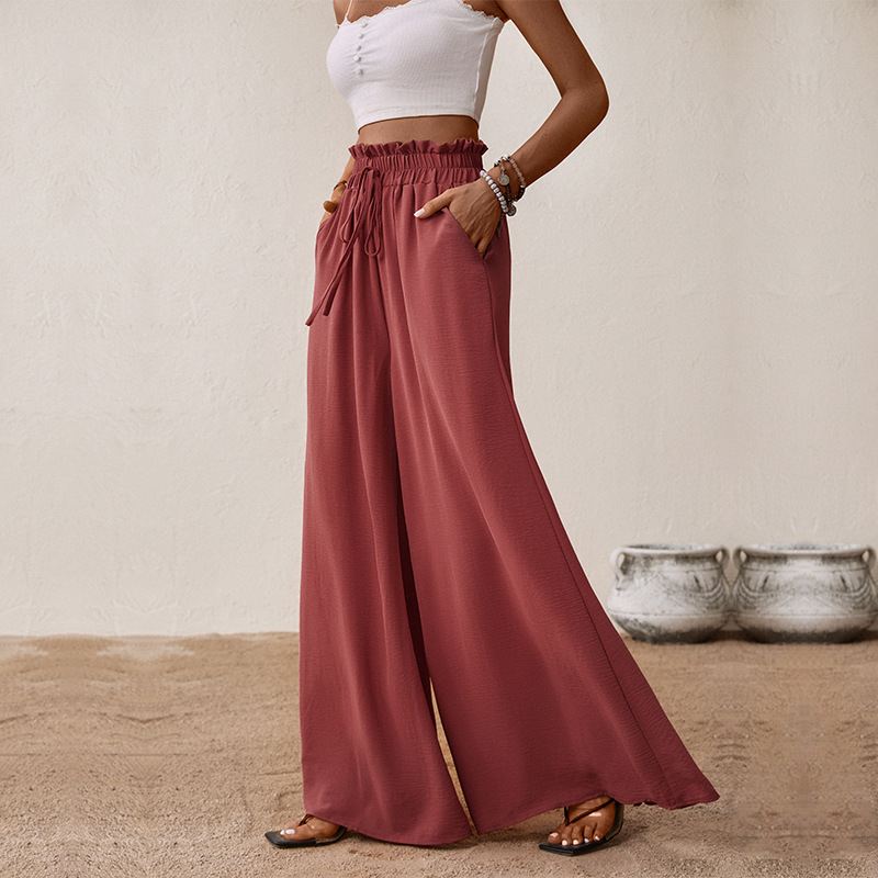 Solid Color Large Trumpet Wide Leg Pants_voghion.com