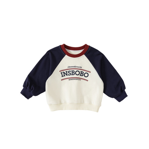 babycity children's tops spring children's clothing Korean style contrasting letter sweatshirt for small and medium-sized children QY23076