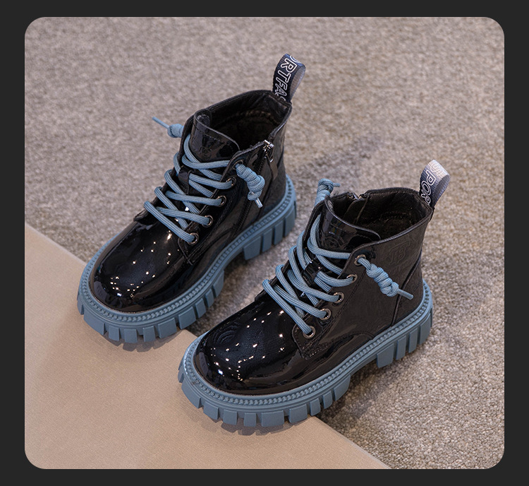Botas martin para meninas 2023 primavera e outono novos meninos dois sapatos de inverno de algodão botas de couro mais botas curtas de lã_voghion.com