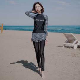 6J-2315新款泳衣女保守遮肚显瘦韩国ins仙女范平角两件套泡温泉泳