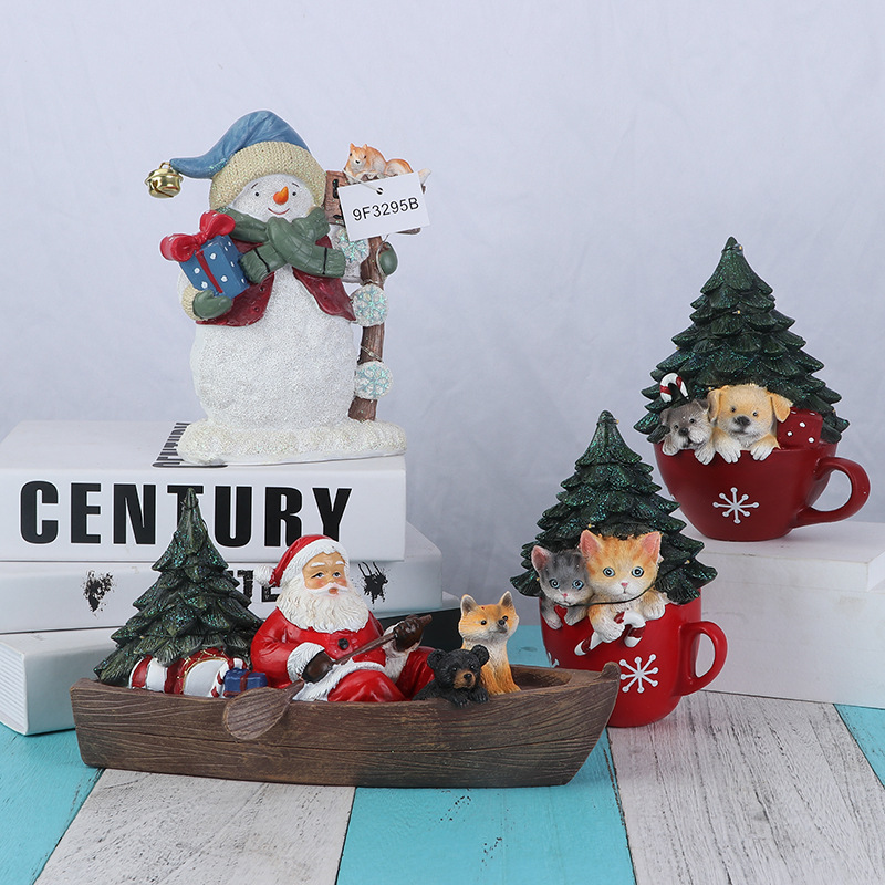 Cross-border Santa Claus luminous resin crafts home desktop…