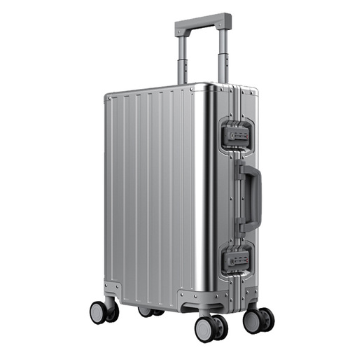 All-metal body aluminum-magnesium alloy pull-along suitcase 20/24/26/28 inches travel case with swivel wheels, unisex luggage
