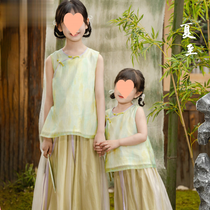 2025 新しい漢服夏の女の子の新しい中国風子供服薄い子供の中国風の改良|undefined
