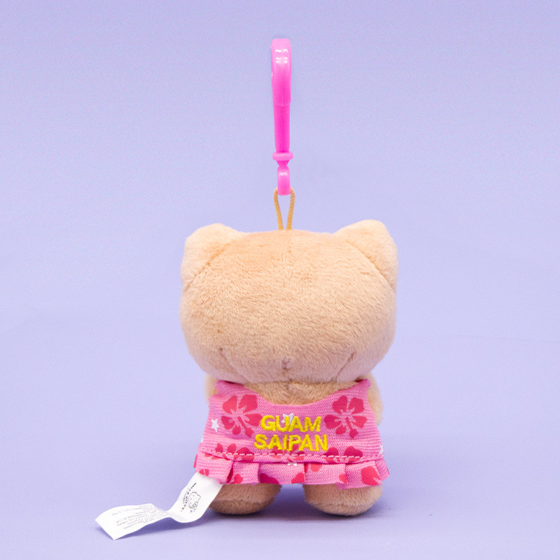 かわいいハワイアンブラックレザーキティグアム花柄人形バッグペンダントキーホルダー|undefined