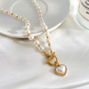 Retro fashionable necklace from pearl, design chain for key bag , french style, light luxury style, simple and elegant design