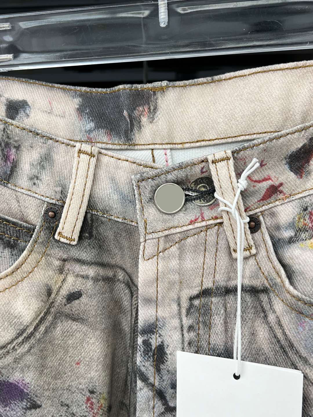 Streetwear Distressed Denim Pants – Oversized High-Waisted Wide-Leg Jeans With 3D Print Graffiti & Splatter Paint Design_ecoleips.com