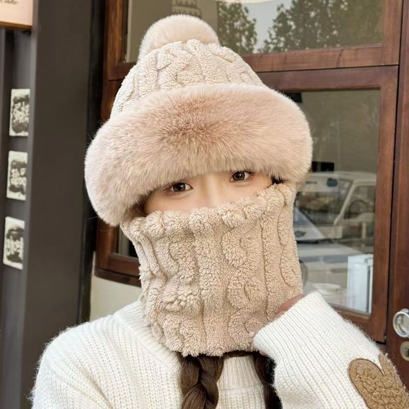 冬天帽子护耳防风户外骑车女韩版围脖口罩一体加绒加厚保暖包头帽|undefined