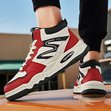 高帮男鞋秋冬季45大码跨境中帮休闲板鞋男款学生青少年皮面运动鞋