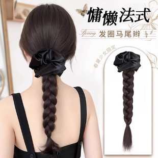 Wig Braids for Women, Realistic Hair, Ins-Style Korean Hair Ties, Single Twist Long Braids, Low Ponytail Wig Braids