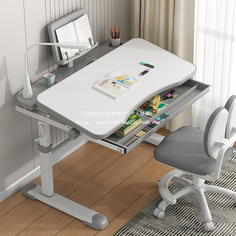 Children's Study Table, Home Desk, Primary School Student Homework Desk, Desk and Chair Set, Desk and Chair Combination Can Be Lifted