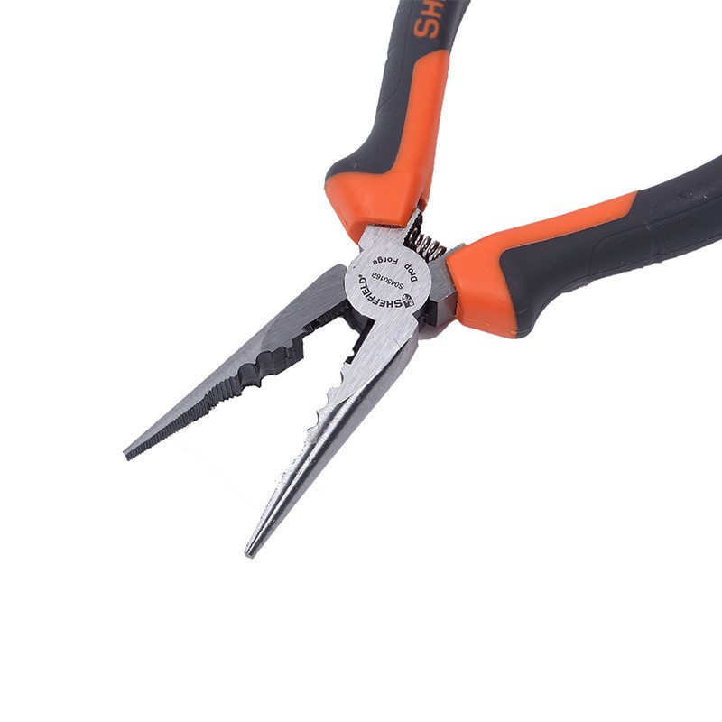 钢盾S045016 双色柄多用尖嘴钳家用尖咀钳子带压接钳夹持剥线功能