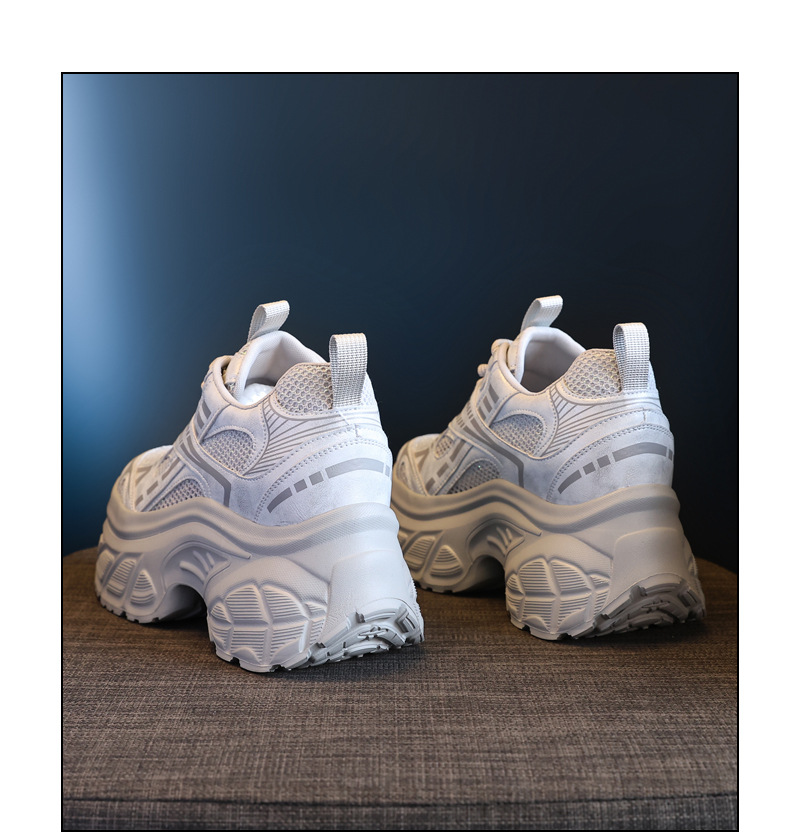 Giày sneaker nữ chunky đế dày lưới thoáng khí tăng chiều cao — Màu trắng chi tiết 20