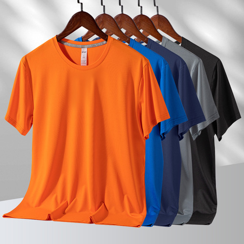 Ice silk sports short-sleeved T-shirt for men and women in summer casual loose T-shirt running fitness mesh breathable quick-drying top