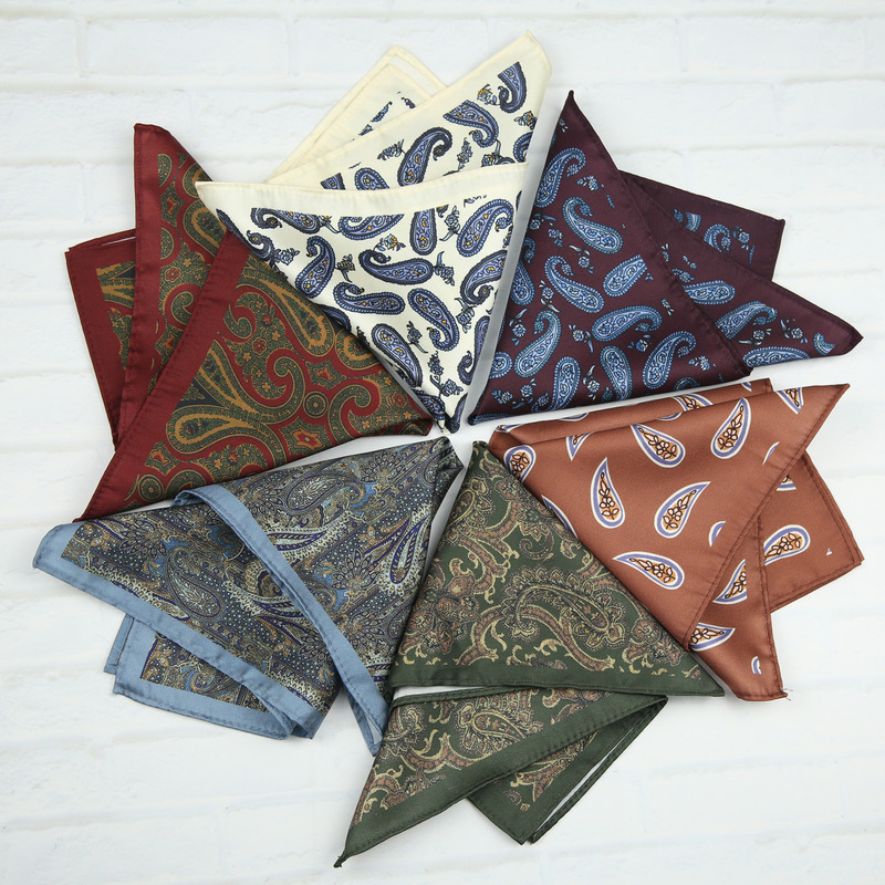 Pocket Square Men's Formal Suit British Style Chest Scarf Paisley Business Banquet 27cm Handkerchief Accessory