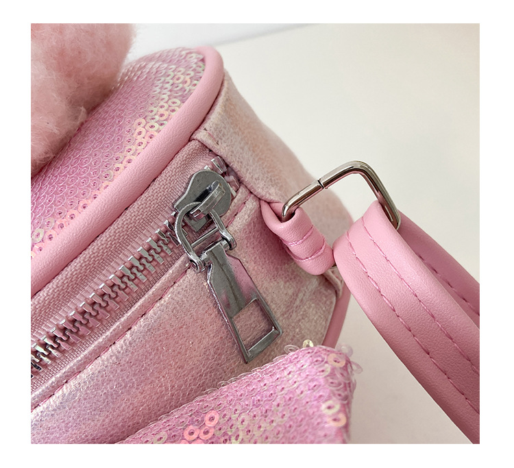 Kid'S Small Pu Leather Clouds Bow Knot Cute Sequins Round Zipper Crossbody Bag display picture 27