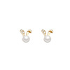 Cute rabbit from pearl, universal small earrings for elementary school students, 2023 collection, new collection, simple and elegant design