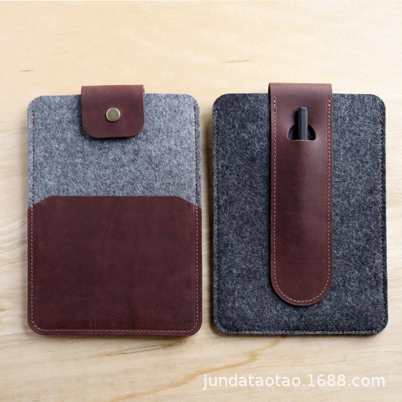 Fashion Creative Felt Mobile Phone Storage Bag Portable Leather Pencil Case Multifunctional Flat Storage iPad Protective Case