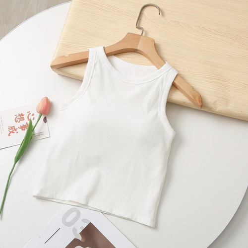 Wholesale trendy women's sleeveless crop top with sexy back design, short style, suitable for layering inside or outside, slim-fit and navel-baring.