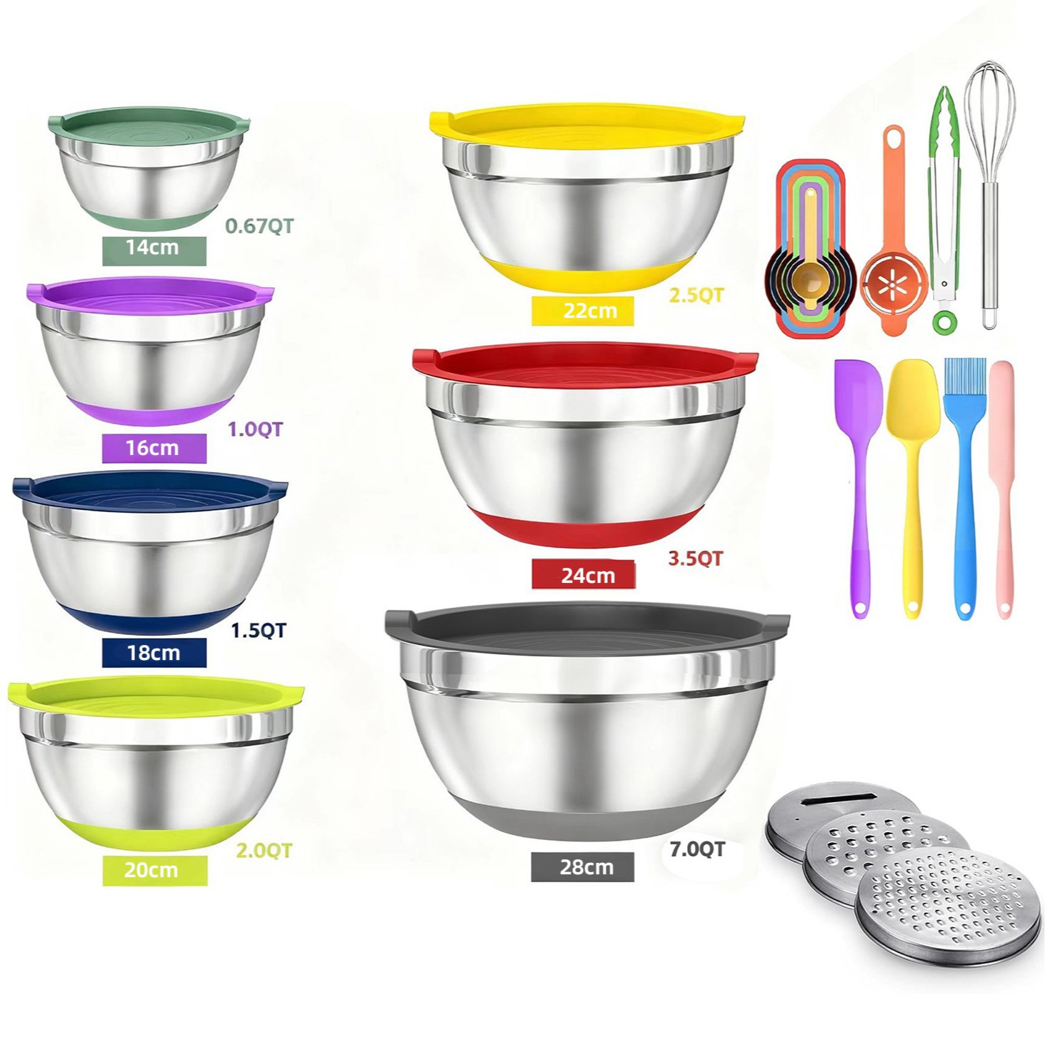 Cuencos con tapas herméticas al aire, manchas de acero metal Otros cuencos de acero inoxidable No